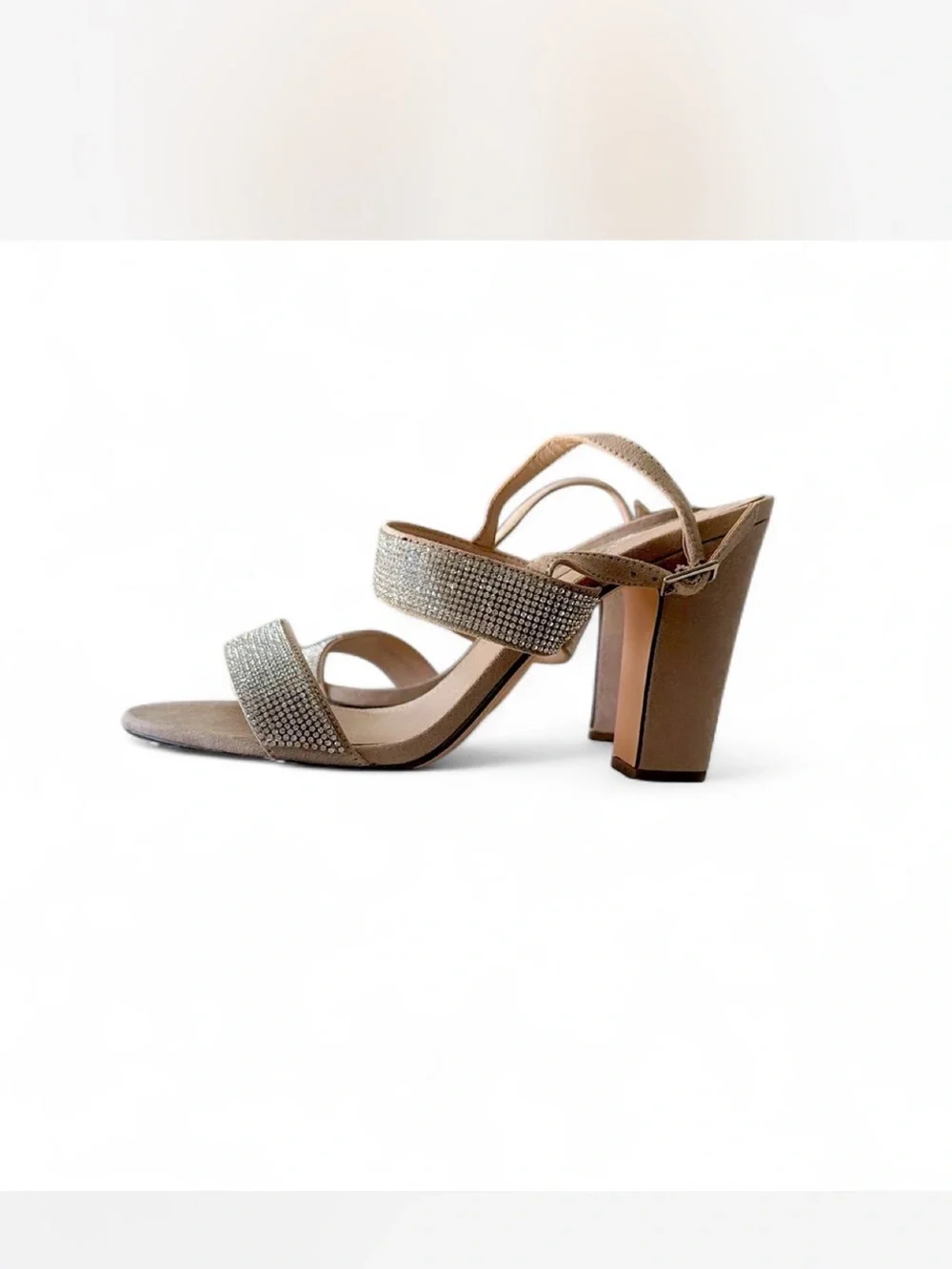 Nina Embellished Nude Strappy Heals with Rhinestone size 9